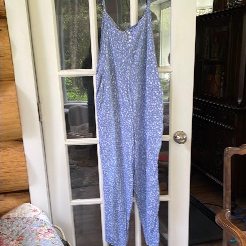Smash + Tess Blue Jumpsuit with Relaxed Fit and Thin Straps